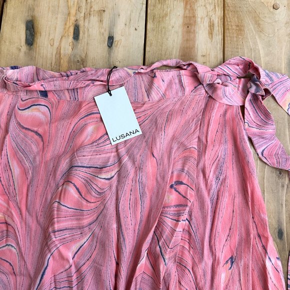 NWT Lusana Willow rap Skirt Pink Marble Eve Pattern Size S - Picture 2 of 7
